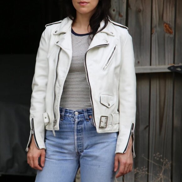 Perfecto Genuine White Leather Jacket- Worn Once!